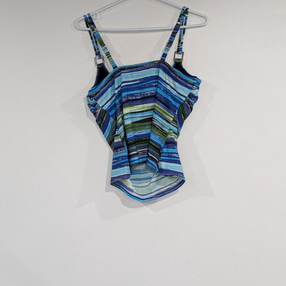 Christina Striped Printed Swin Top with Adjustable Straps Blue Size 10 - Picture 2 of 3